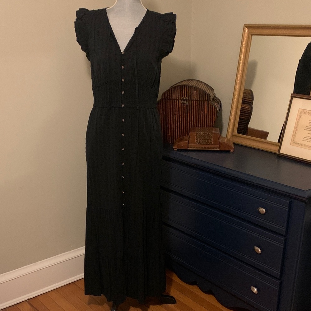 Black Eyelet Button-Front Maxi Dress by Sonoma